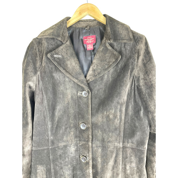 Vintage Eddie Bauer Suede Trench Coat Large WASHABLE SUEDE - Picture 3 of 6